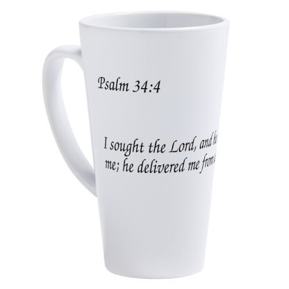 Psalm 34:4 I Sought The Lord 17 oz Latte Mug