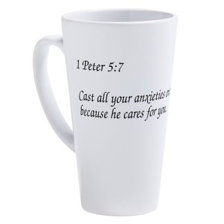 1 Peter 5:7 Cast All Your Anxieties on Him 17 oz Latte Mug