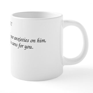 1 Peter 5:7 Cast All Your Anxieties on Him 20 oz Ceramic Mega Mug