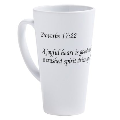 Proverbs 17:22 A Joyful Heart 17 oz Latte Mug