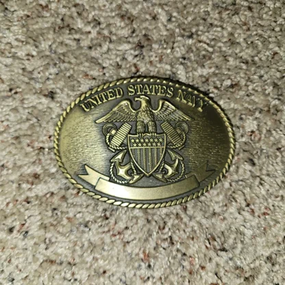 United States Navy Solid Brass Vintage Belt Buckle