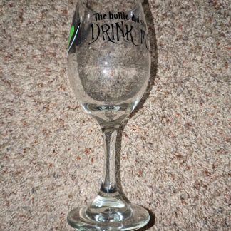 The Bottle Did Say Drink Me Vinyl Decal Wine Glass