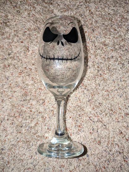 Skeleton Face Vinyl Decal Wine Glass