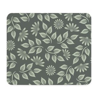 Green Leaf Pattern Mouse Pad