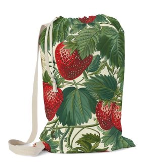 Strawberries and leaves Laundry Bag