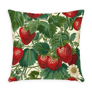 Strawberries and leaves Outdoor Pillow