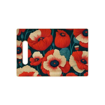 Red Flower Pattern Wood Cutting Board