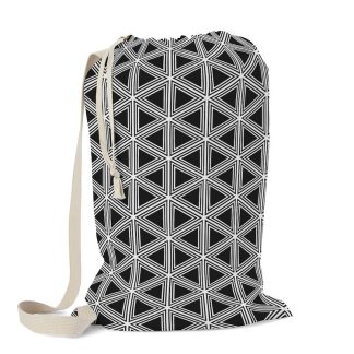 Black and White Geometric Triangles Laundry Bag