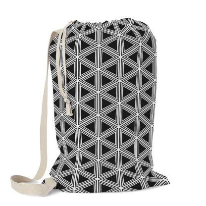 Black and White Geometric Triangles Laundry Bag