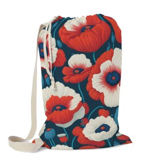 Red Flower Pattern Laundry Bag