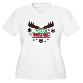 Merry Moosemas! Women's Plus Size V-Neck T-Shirt