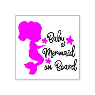 Baby Mermaid On Board Sticker (Square)