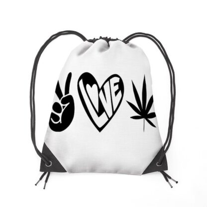 PEACE LOVE & MARIJUANA Drawstring Bag