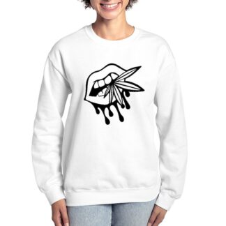 BITING MARIJUANA Women's Crewneck Sweatshirt