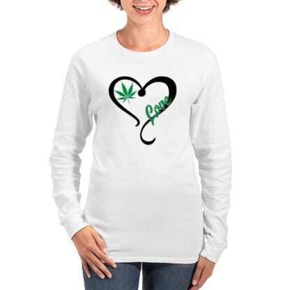 LOVE HEART MARIJUANA Women's Long Sleeve T-Shirt