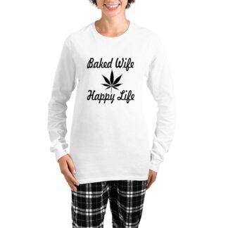 BAKED WIFE HAPPY LIFE Women's Long Sleeve Pajamas