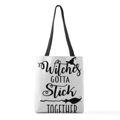 WITCHES GOTTA STICK TOGETHER Medium Tote Bag