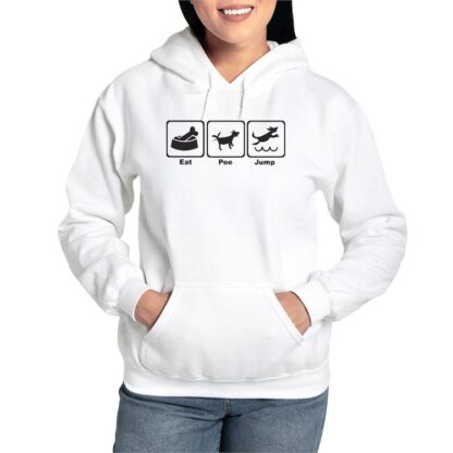 DOCK JUMPING EAT PEE JUMP Women's Hooded Sweatshirt