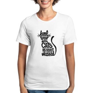 TIME SPENT WITH CATS IS NEVER WASTED Women's Deluxe T-Shirt