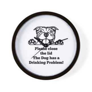 AM STAFF TERRIER DRINKING PROBLEM Wall Clock