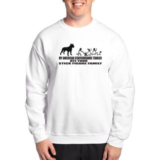 MY AM STAFF TERRIER ATE YOUR STICK FIGURE FAMILY Men's Crewneck Sweatshirt