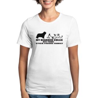 MY BEARDED COLLIE ATE YOUR STICK FIGURE FAMILY Women's Deluxe T-Shirt