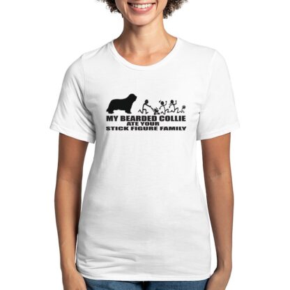 MY BEARDED COLLIE ATE YOUR STICK FIGURE FAMILY Women's Deluxe T-Shirt