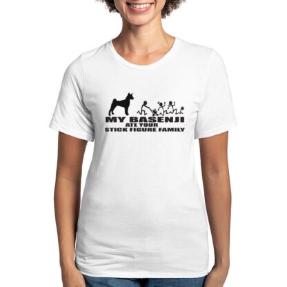 MY BASENJI ATE YOUR STICK FIGURE FAMILY Women's Deluxe T-Shirt