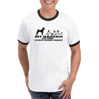 MY BASENJI ATE YOUR STICK FIGURE FAMILY Men's Ringer T-Shirt