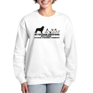 MY BELGIAN SHEEPDOG ATE YOUR STICK FIGURE FAMILY Women's Crewneck Sweatshirt