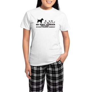 MY BULL TERRIER AT YOUR STICK FIGURE FAMILY Women's Pajama Set