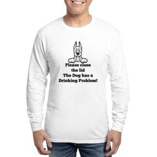 DOBERMAN TOILET DRINKING PROBLEM Men's Long Sleeve T-Shirt