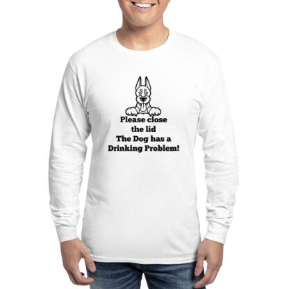 DOBERMAN TOILET DRINKING PROBLEM Men's Long Sleeve T-Shirt