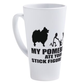 MY POMERANIAN ATE YOUR STICK FIGURE FAMILY 17 oz Latte Mug