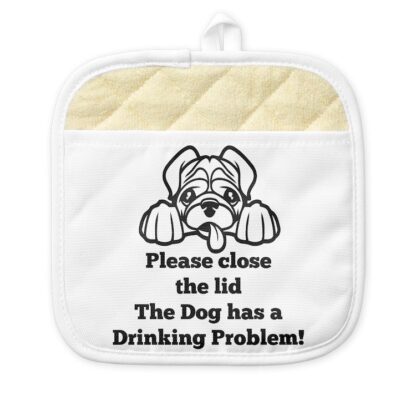 PUG TOILET DRINKING PROBLEM Pot Holder