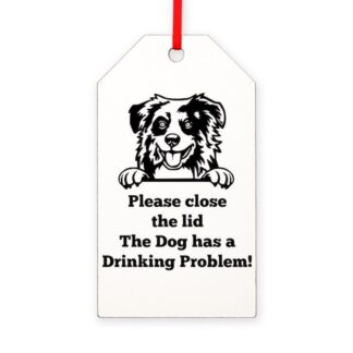 AUSTRALIAN SHEPHERD TOILET DRINKING PROBLEM Gift Tag Ornament