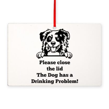 AUSTRALIAN SHEPHERD TOILET DRINKING PROBLEM Rectangle Ornament