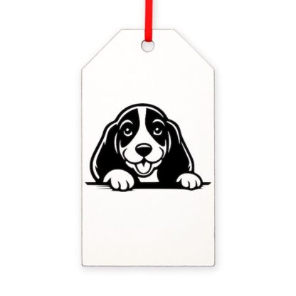 PEEKING BASSET Gift Tag Ornament