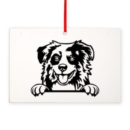 PEEKING AUSTRALIAN SHEPHERD AUSSIE Rectangle Ornament