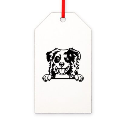 PEEKING AUSTRALIAN SHEPHERD AUSSIE Gift Tag Ornament