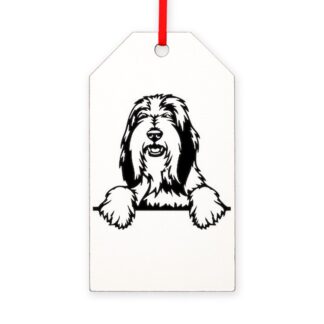 PEEKING BEARDED COLLIE Gift Tag Ornament