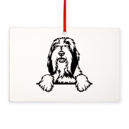 PEEKING BEARDED COLLIE Rectangle Ornament