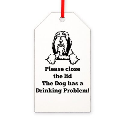 BEARDED COLLIE TOILET DRINKING PROBLEM Gift Tag Ornament