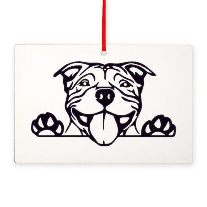 PEEKING AMERICAN STAFFORDSHIRE TERRIER Rectangle Ornament