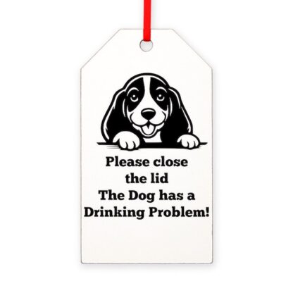 BASSET TOILET DRINKING PROBLEM Gift Tag Ornament