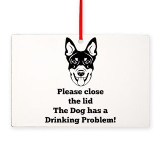 AUSTRALIAN KELPIE TOILET DRINKING PROBLEM Rectangle Ornament