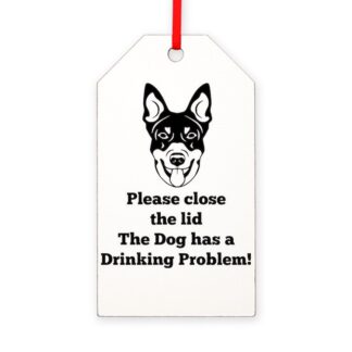 AUSTRALIAN KELPIE TOILET DRINKING PROBLEM Gift Tag Ornament