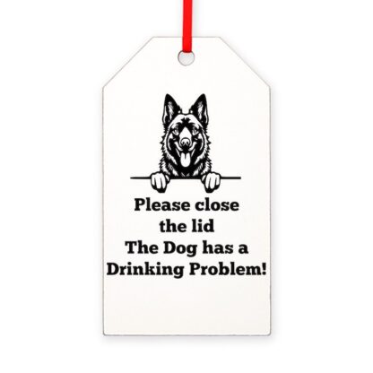 BELGIAN SHEEPDOG TOILET DRINKING PROBLEM Gift Tag Ornament