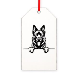 PEEKING BELGIAN SHEEPDOG Gift Tag Ornament