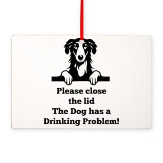 BORZOI TOILET DRINKING PROBLEM Rectangle Ornament